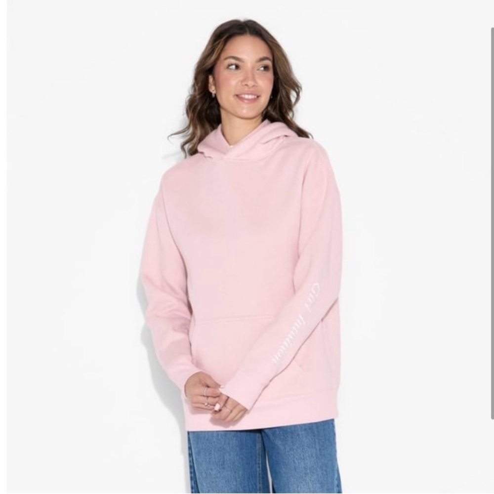 Wild Fable™ Women's Oversized Hooded Pullover Sweatshirt XS Pink Girl Intuition